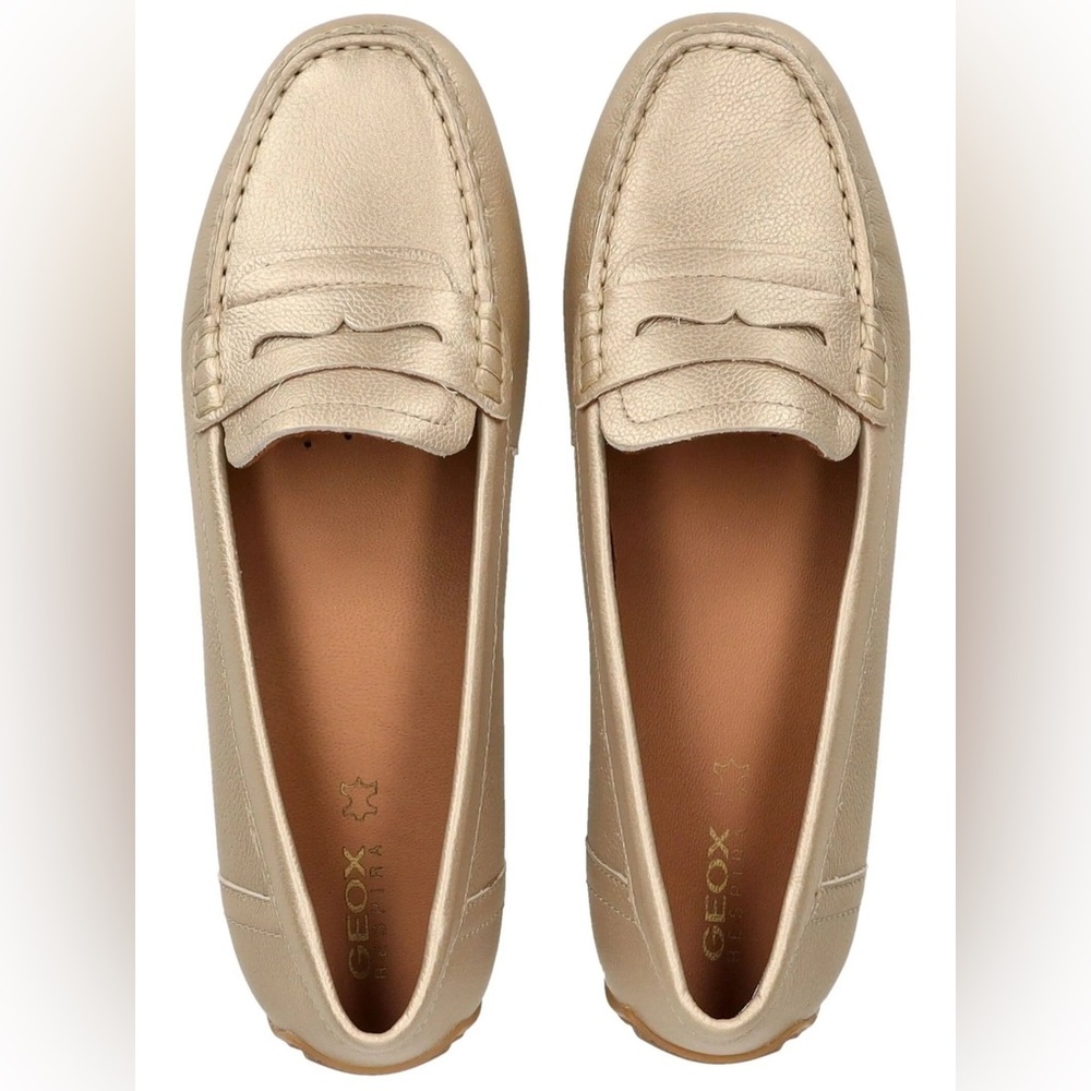 Geox Kosmopolis Gold Leather Moccasins size‎ 36EU